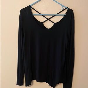 Prana Black Asymmetrical Backless Blouse